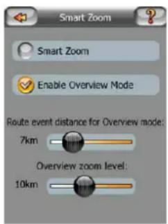 Smart Zoom Smart Zoom Enable Overview Mode Route event distance for Overview mode: 7km Overview zoom level: 10km