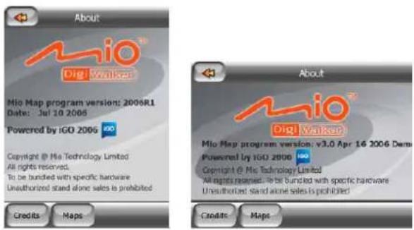 MIO DigiWalker P350 - About screen - 1