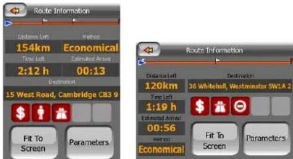 Route Information Distance Left Method 154km Economical Time Left Estimated Arrival 2:12 h 00:13 Destination 15 West Road, Cambridge CB3 9 Fit To Screen Parameters Route Information Distance Left Destination 120km 36 Whitehall, Westminster 5W1A 2 Time Left 1:19 h Estimated Arrival 00:56 Method Economical Fit To Screen Parameters