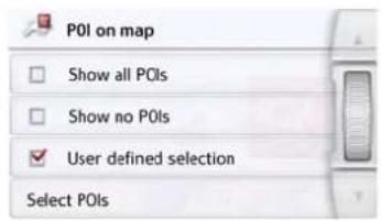POI on map Show all POIs Show no POIs User defined selection Select POIs