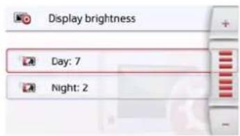 Display brightness Day: 7 Night: 2