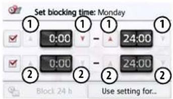 Set blocking time: Monday 0:00 - 24:00 0:00 - 24:00 Block 24 h Use setting for...