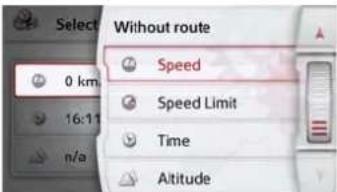 Select Without route 0 km 16:11 n/a Speed Speed Limit Time Altitude