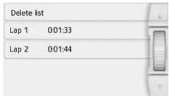 Delete list Lap 1 0:01:33 Lap 2 0:01:44