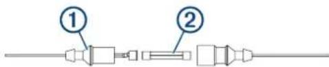 Diagram of a mechanical or electrical component with labeled parts ① and ②