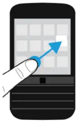 Illustration of a hand pointing at a smartphone screen with a blue arrow pointing upward (no text or symbols)