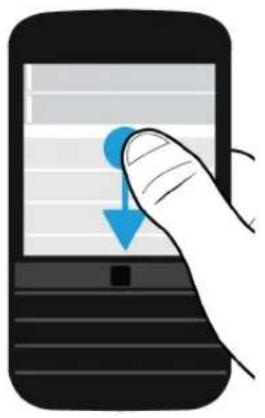 Illustration of a hand interacting with a smartphone displaying a blue circular button and downward arrow (no text or symbols)