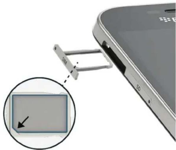 Close-up of a smartphone rear panel with a SIM logo and an inset showing a square device with an arrow (no text or symbols on the diagram itself)