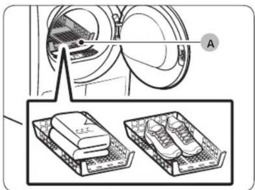 Diagram showing a washing machine with labeled components and two separate views of the same base, likely illustrating a mechanical or electrical assembly.