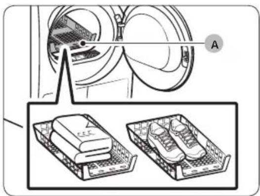 Diagram showing a device with labeled components and two views of a shoe rack, likely illustrating a mechanical or electrical assembly.