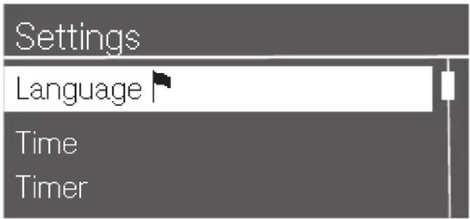Settings Language Time Timer