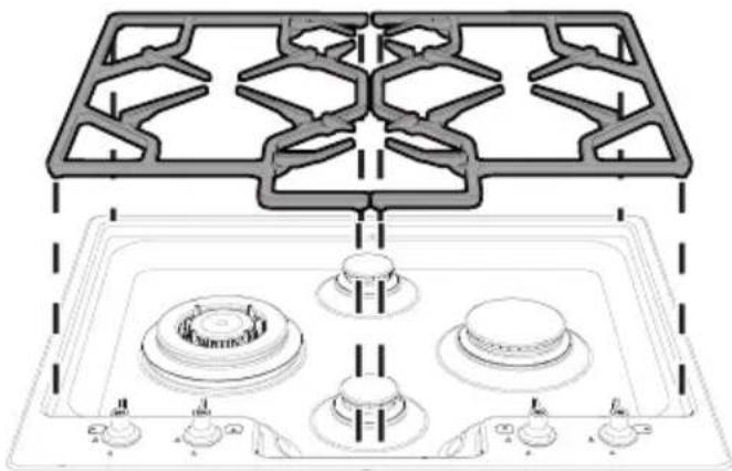 SMEG PGF64-4 - Positioning the pan stands - 1