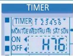 TIMER TIMER 1 2 3 4 5 6 MONTUE WEDTRU FRI SAT SUN ON ← 176 OFF ←
