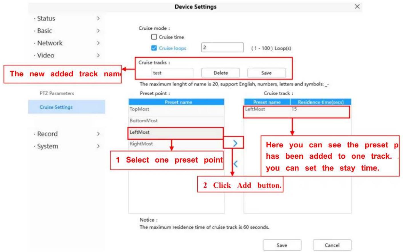 FOSCAM SD2X - How to do add cruise tracks? - 1