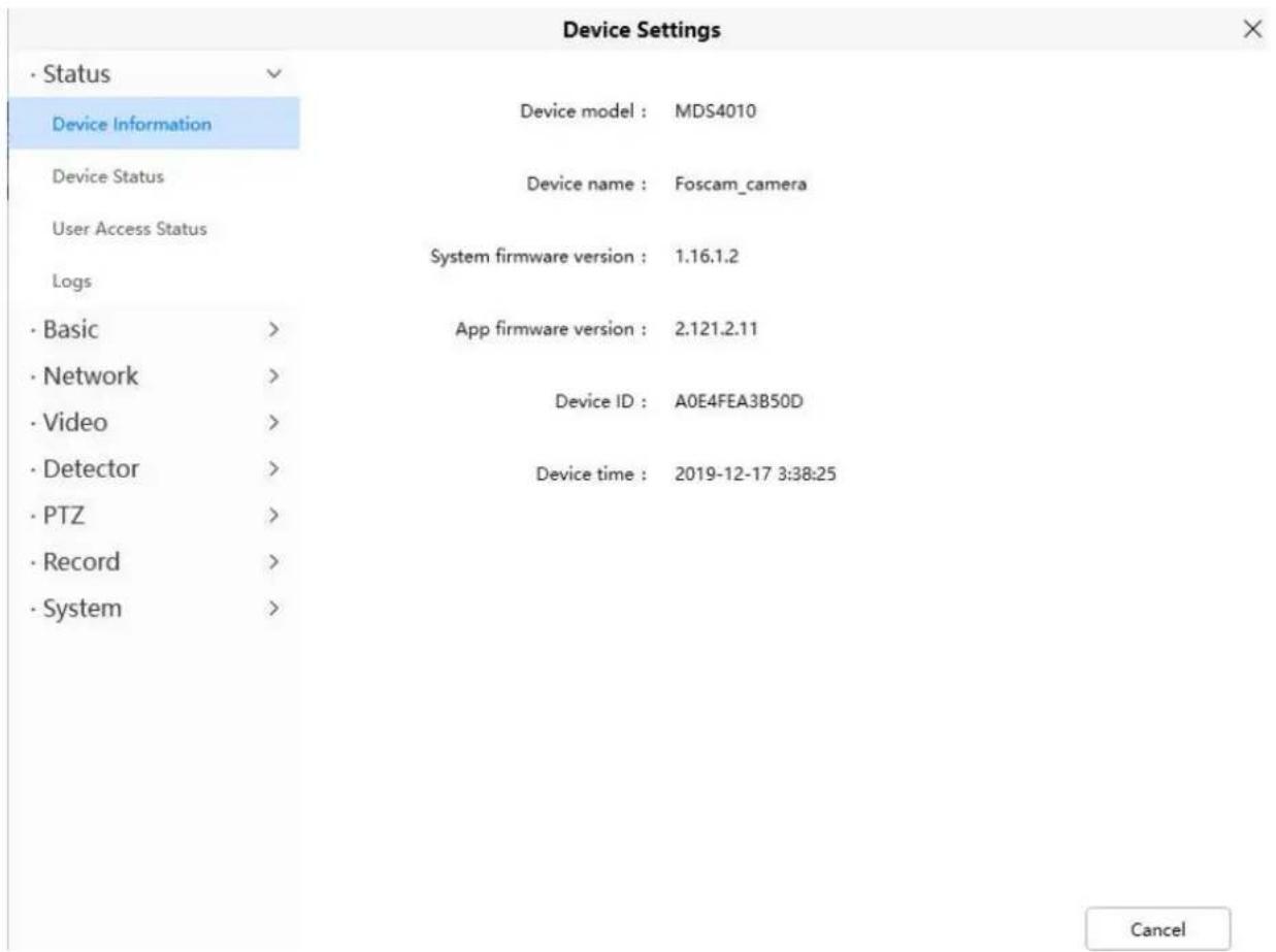 FOSCAM SD2X - Device Information - 1