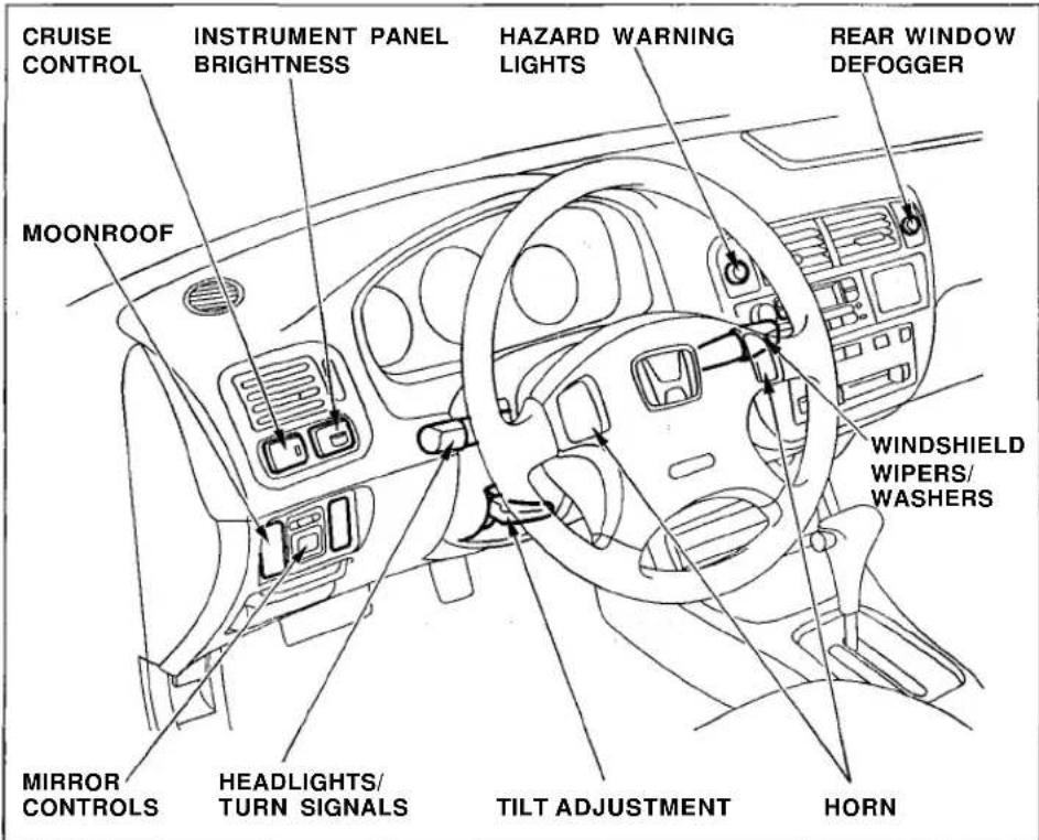 Honda Civic Coupe (1998) - Controls Near the Steering Wheel - 1