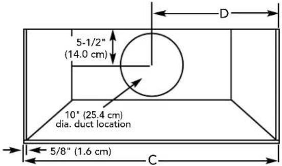 5-1/2" (14.0 cm) 10" (25.4 cm) dia. duct location 5/8" (1.6 cm) C
