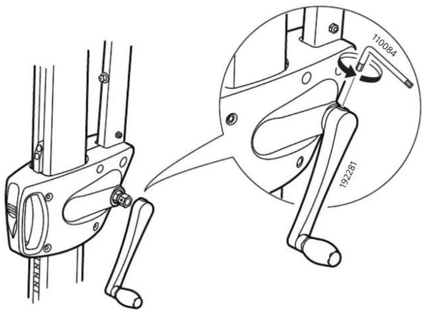 Technical diagram of a mechanical device with labeled parts and an inset magnified view showing internal components.