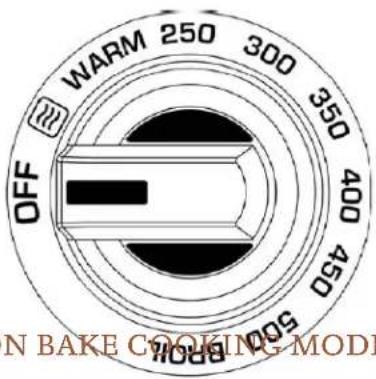 WARM 250 300 350 400 450 OFF 500 BPWR N BAKE COOKING MODI