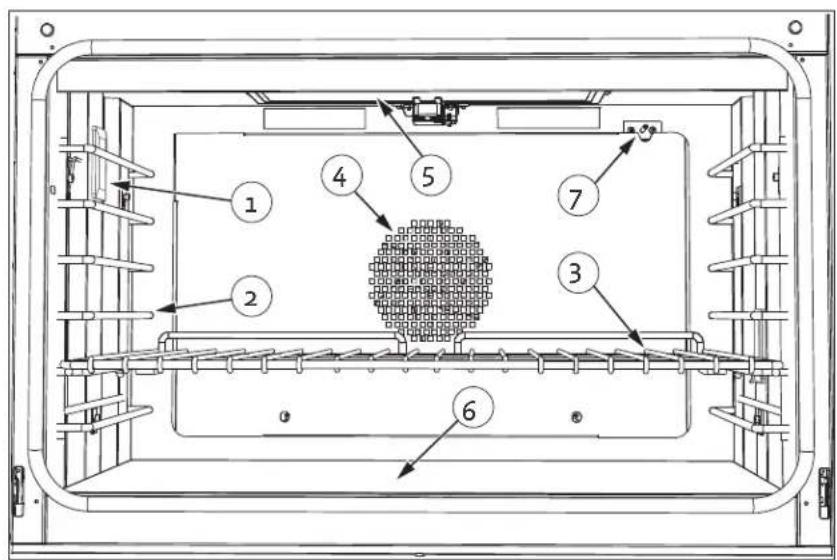Technical diagram of a mechanical or electrical enclosure with numbered components and structural details
