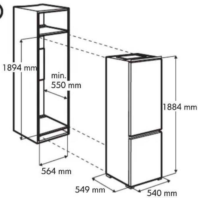 1894 mm min. 550 mm 564 mm 1884 mm 549 mm 540 mm