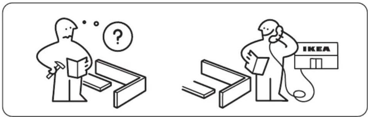 Illustration showing two scenes: one with a person thinking and holding a book, the other with a person examining books and a IKEA store labeled 'IKEA'.