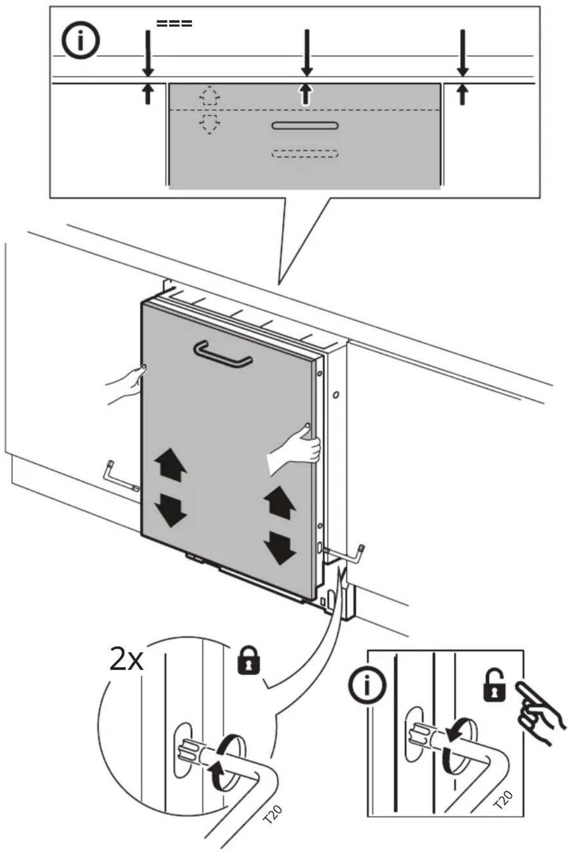 Technical diagram illustrating door lock mechanism with labeled components and 2x speed indicator