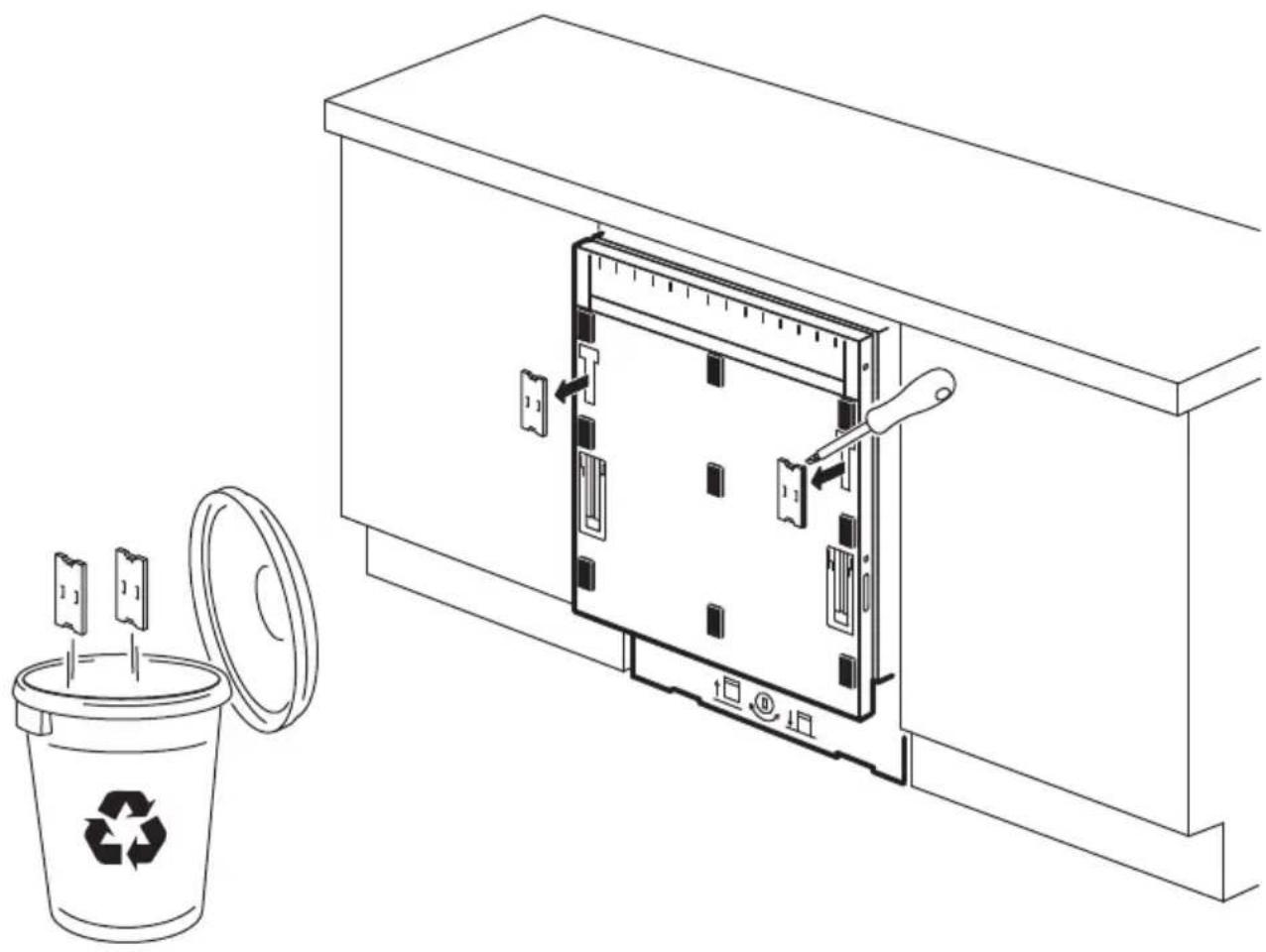 Diagram showing a recycling bin with labeled components and a recycling bin icon, illustrating the mechanism of waste disposal.