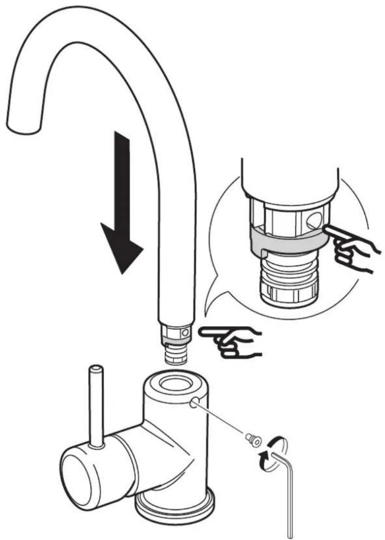 Diagram illustrating a valve assembly process with labeled parts and directional arrows indicating movement or adjustment.