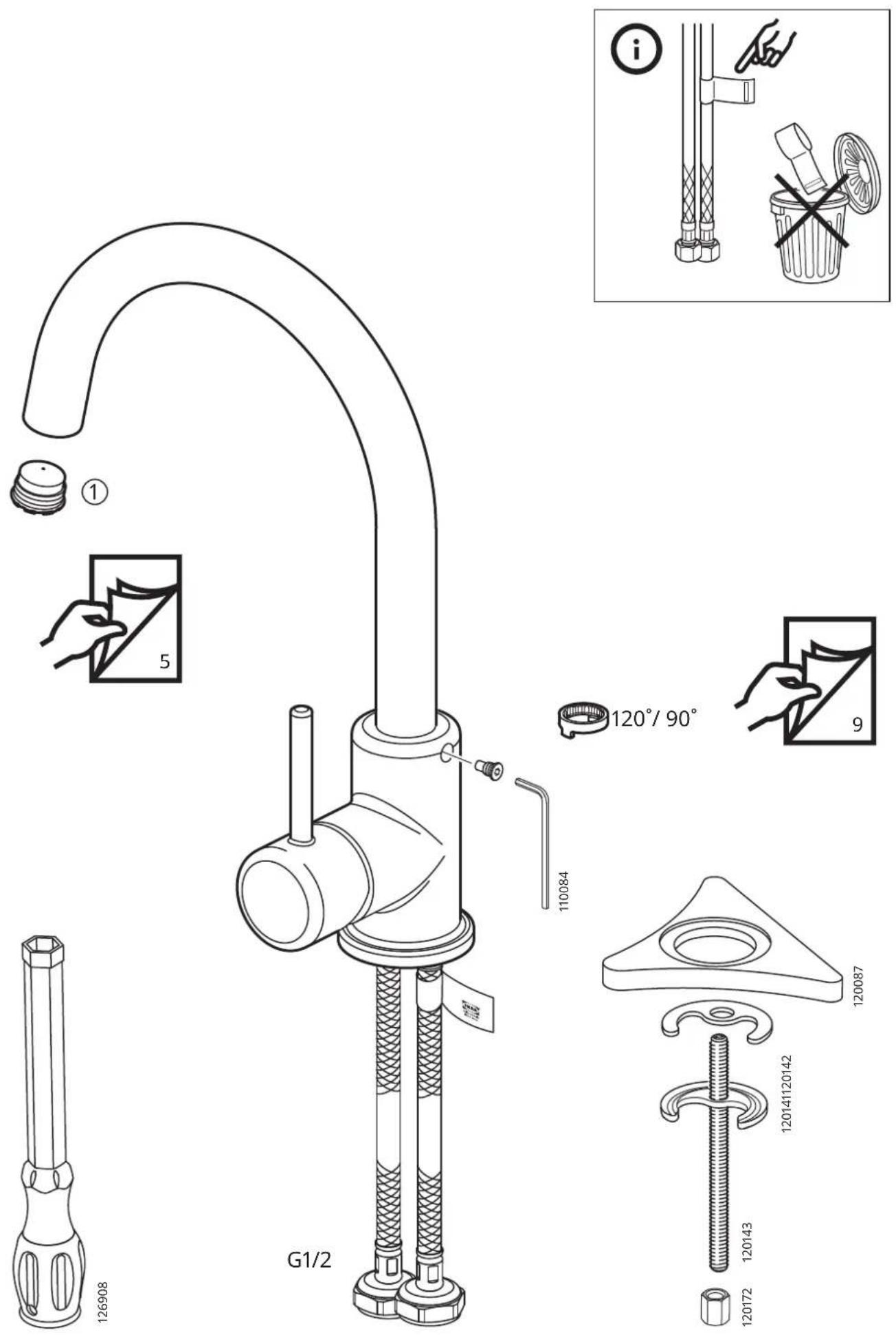 Technical diagram of a mechanical assembly with labeled parts and angles, including disassembled parts and fasteners.