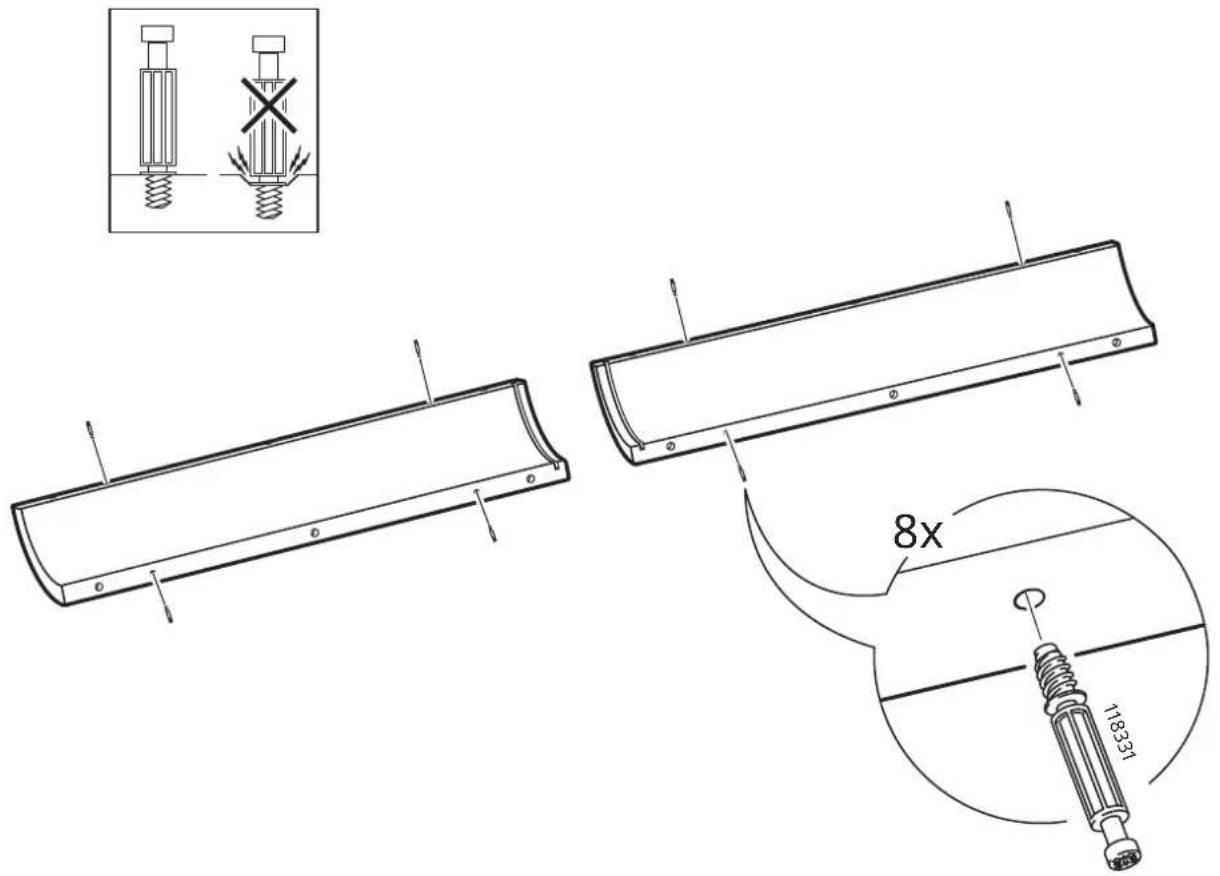 Technical diagram showing assembly of a mechanical component with labeled parts and dimensions, including a 8x magnified view.