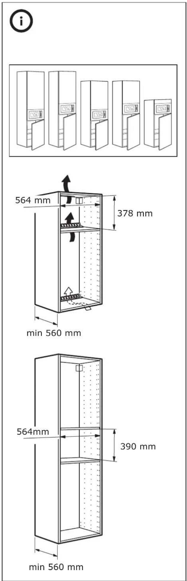 i 564 mm 378 mm min 560 mm 564mm 390 mm min 560 mm