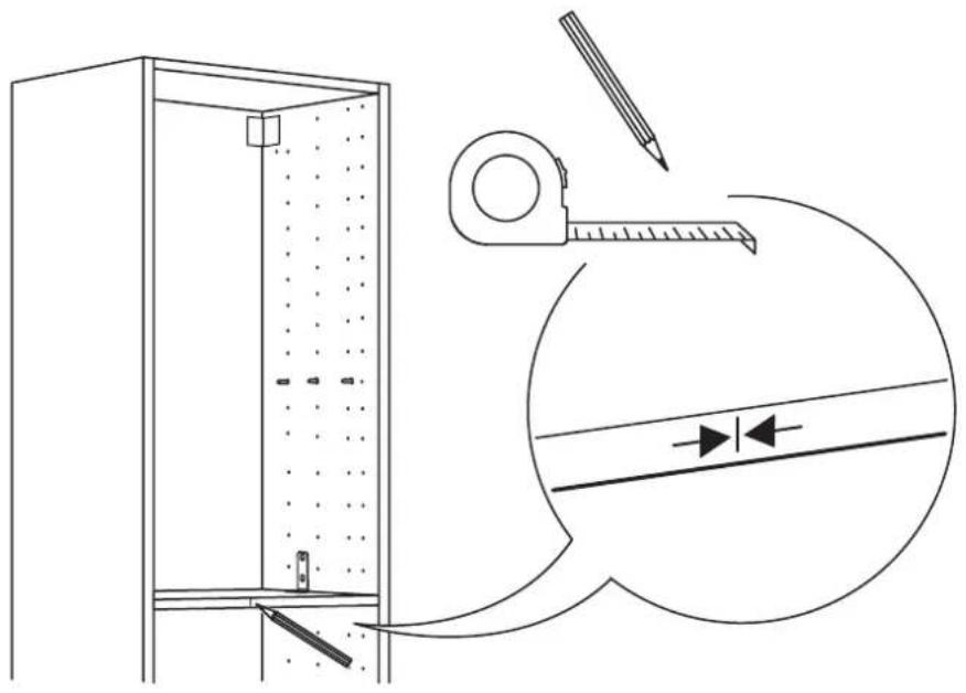 Technical diagram showing a structural assembly with a magnified detail of a measuring tool and directional arrows indicating flow or force.