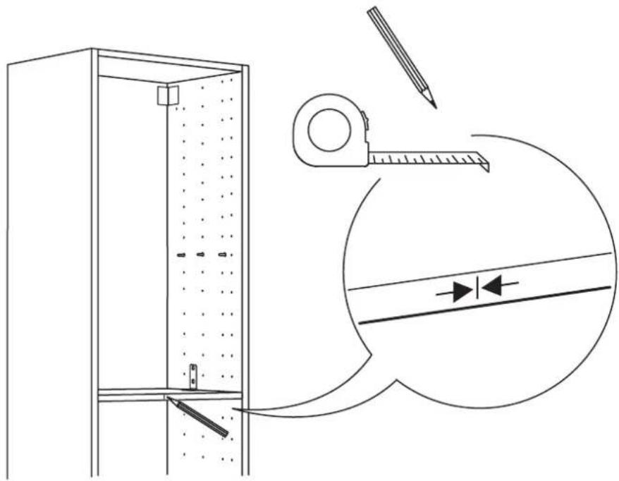 Technical diagram showing a structural assembly with a magnified detail of a measuring tool and directional arrows indicating flow or force.