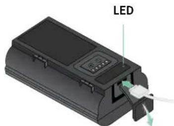 3D illustration of a device with an LED and USB port, no text or symbols present