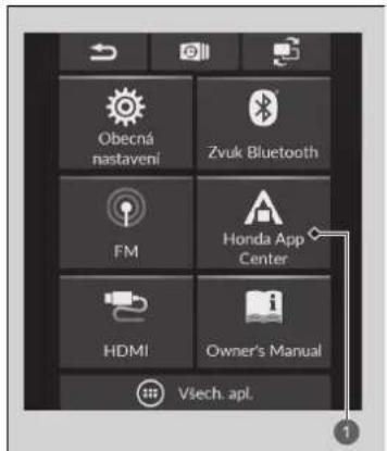 Obecná nastavení Zvuk Bluetooth FM Honda App Center HDMI Owner's Manual Všech. apl.