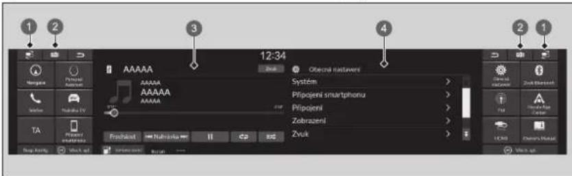 1 2 3 4 12:34 AAAAA AAAAA AAAAA AAAAA System Přípojení smartphoru Přípojení Zobrazení Frednost Nábróna Zvuk