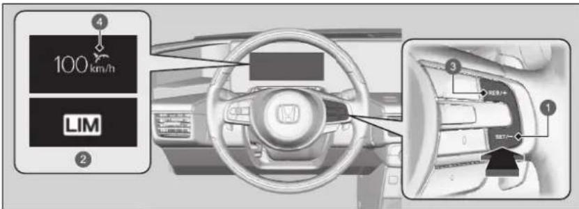 100 km/h LIM ② ③ ① SET-