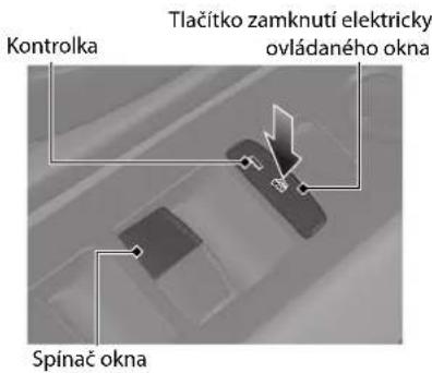 Kontrolka Tlačitko zamknutí elektricky ovládaného okna Spinač okna