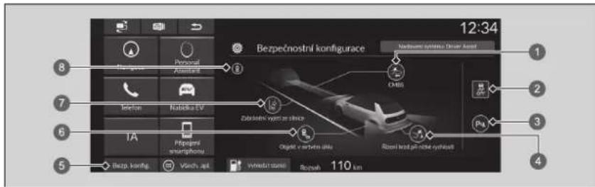 12:34 Bezpečnostní kontigurace Verkstavné systéne Díveň Aseň Telefon Kabáka EV Zászkévné systéne zílnice ÍA Přípojení smartphoru Objet v arvěbaní úlnu Rozvů kost pří roše výrhůsťa Bezp. konfůg Všech. apl Wrednostní Rozvůk 110 km