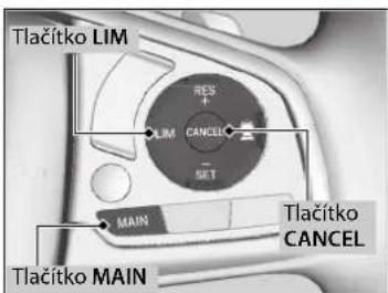 Tlačítko LIM RES + LIM CANCEL SET MAIN Tlačítko CANCEL Tlačítko MAIN