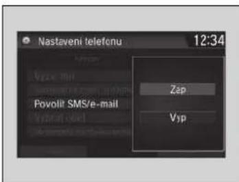 Nastaveni telefenu 12:34 Vzap Povolt SMS/e-mail Vip