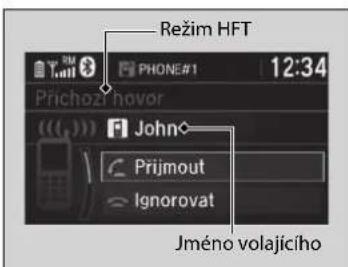Režim HFT Přichozní novor John Přijmout Ignorovat Jméno volajícího