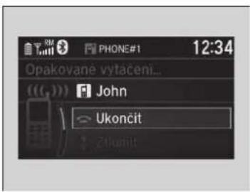 RM Tm11 PHONE#1 12:34 Opakované vytácení... ((G)) John Ukončit Zluknit