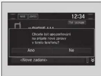 12:34 PUCONE AAA Tel sezum Cheete byt upozorlování na prijate nové zprávy y tolu teleforna? Ano Ne