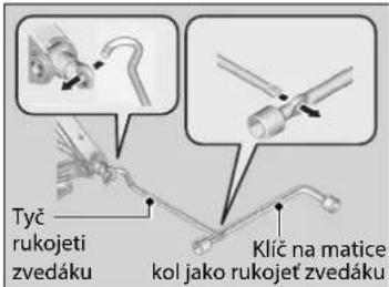 Tyč rukojeti zvedáku Klič na matice kol jako rukojeť zvedáku