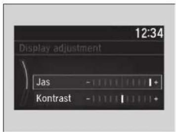 12:34 Display adjustment Jas - + - Kontrast - + - +