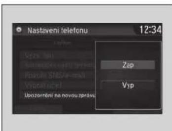 Nastaveni telefonu 12:34 Zap Vyp