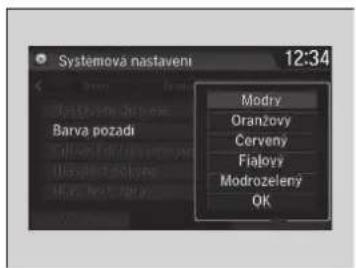 Systemová nastavení 12:34 Modry Oranžovy Cerveny Fialovy Modrozelený OK