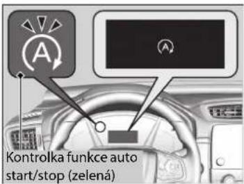 Kontrolka funkce auto start/stop (zelená)